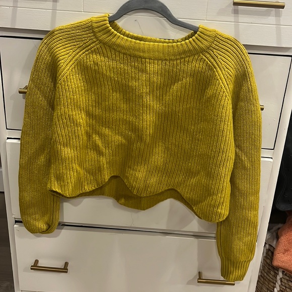 Yellow Green Wilfred Cropped SARDOU Sweater - Picture 1 of 3